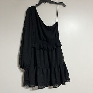 Altar'd State Women's Black Tiered Ruffle One Sleeve Mini Dress Size Large